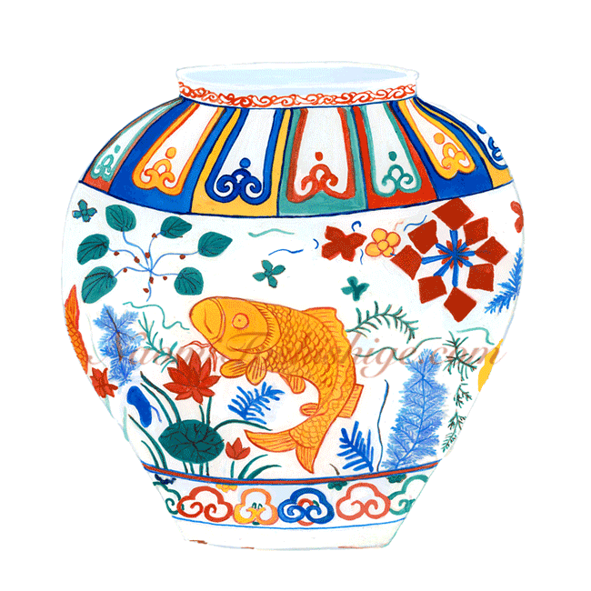 Aa11_No.007_2018, Wucai (five colours; underglaze blue and overglaze red, yellow, and green), Vase, Toguri Museum of Art, Tokyo