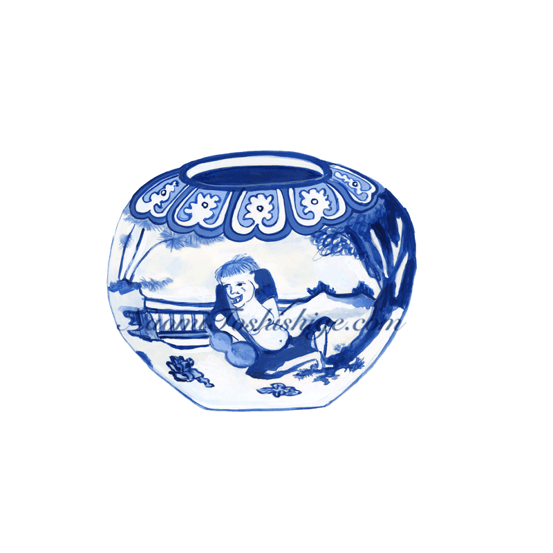 AA08_No.110_2018, Blue Flower, Globular Jar, Umezawa Memorial Museum