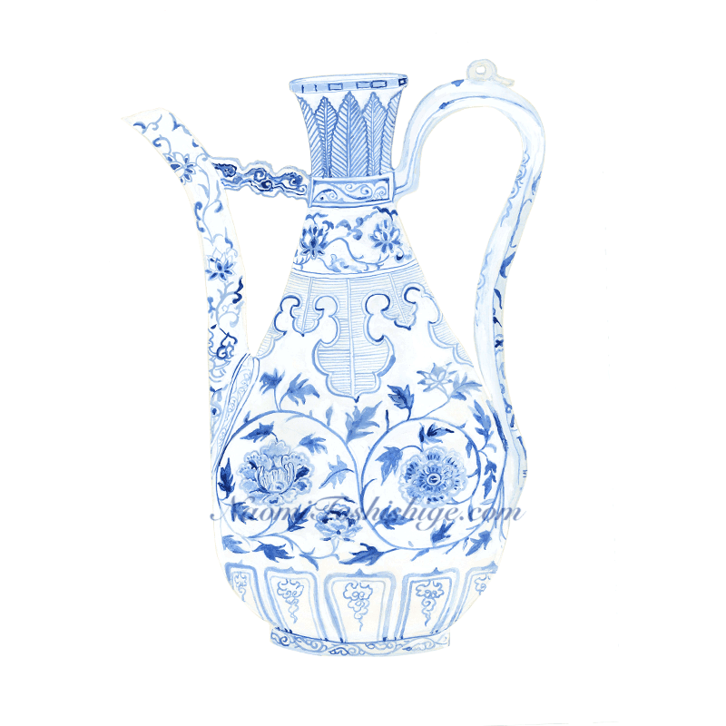 中国清朝時代　青花　ひし形　筆筒　タルカ　東さ7-0811☆2F 中国清朝時代 青花 ひし形 筆筒 タルカ 東さ7-0811☆2F 中国清朝時代