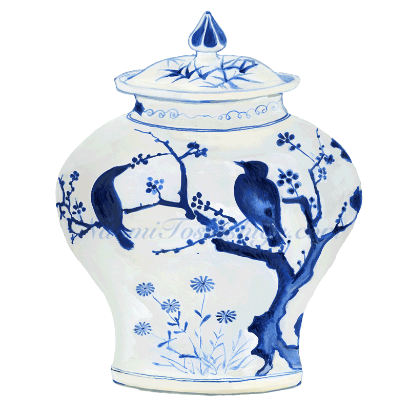 DD16_No.544_2019 Blue and White, Jar National Museum of Korea collection, Seoul the 15th century Joseon dynasty Korean Peninsula ware ----- H.16.5cm, D.6.2cm, BaseD.9.0cmPlum, Bamboo and Bird ------------------------------------------------------------ 白磁青画　壺 国立中央博物館蔵　ソウル 15世紀　朝鮮時代 朝鮮半島製 ----- H.16.5cm, D.6.2cm, Base D.9.0cm 梅鳥竹 /2010_『韓国のやきもの』170p/