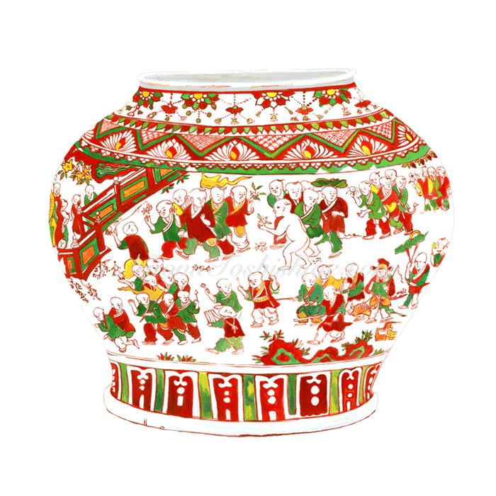 Aa11_No.578-579_2023, Wucai (five colours; underglaze blue and overglaze red, yellow, and green), Jar, Tokyo National Museum collection, Tokyo