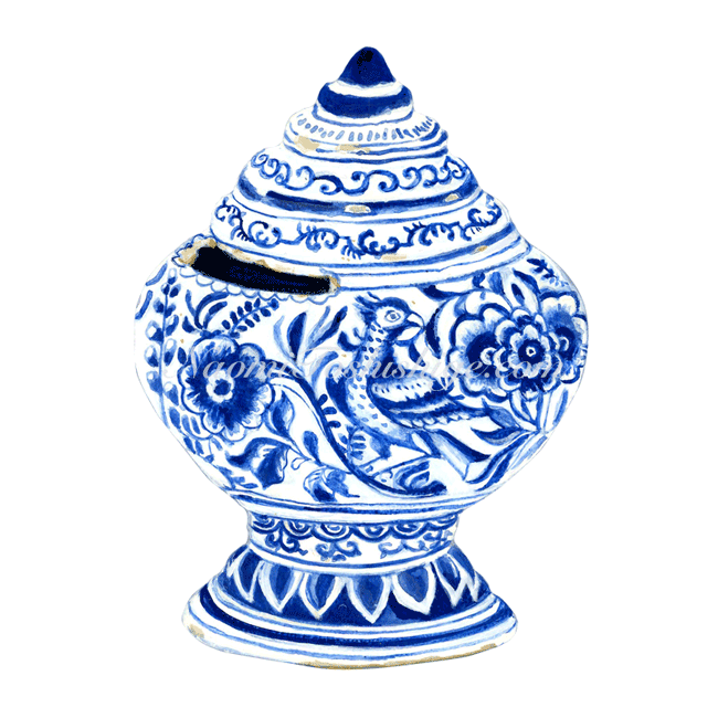 FF20_No.643_2022, Blue and White, Money Box, Minze van den Akker, Fries Aardewerk Museum, Provenance collection, Harlingen, Dutch